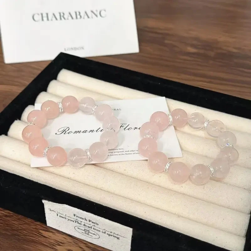 X1841[明月清风]冰透莫粉西柚粉手链高端轻奢手串多样性发一