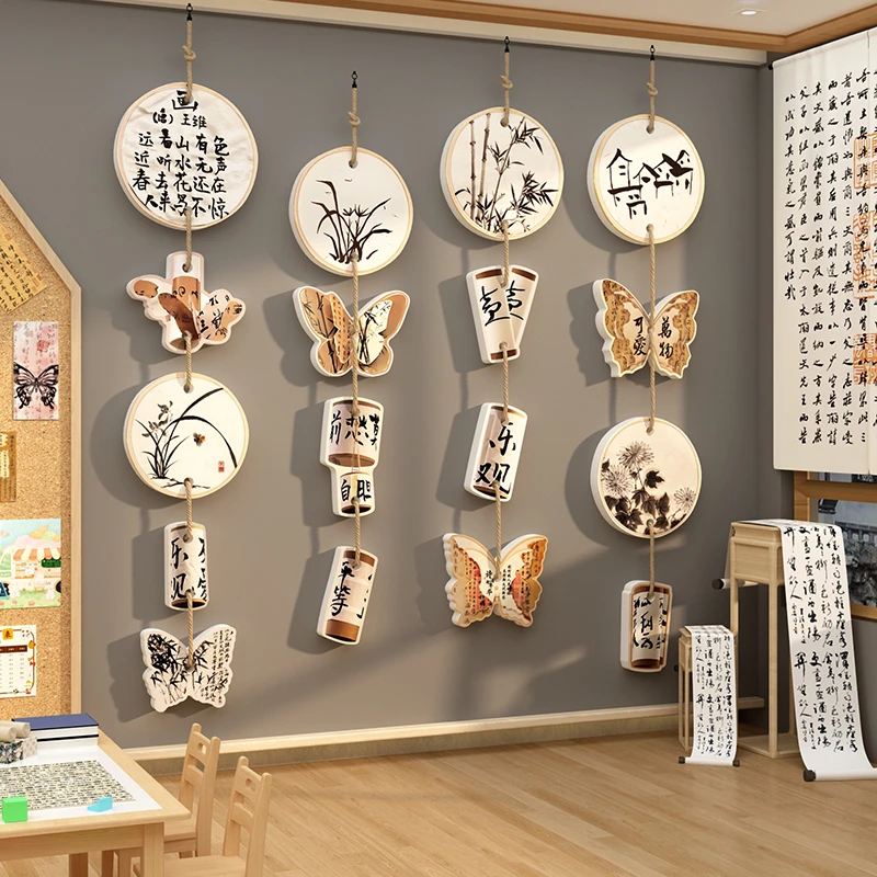 24文化墙幼儿园环创书法教室氛围布置装饰环创培训机构古国风场景