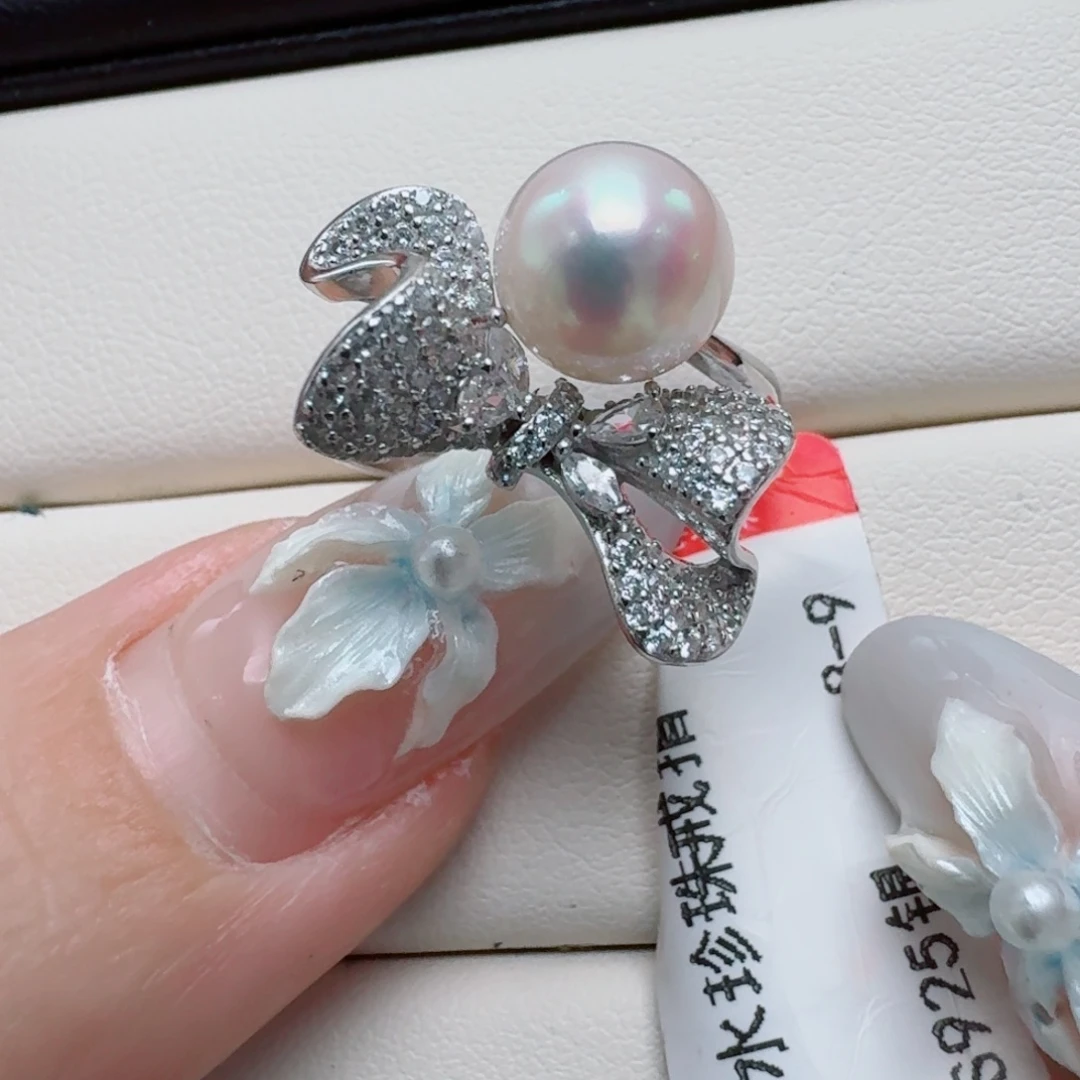 海水珍珠戒指银S925镶嵌@@yh368