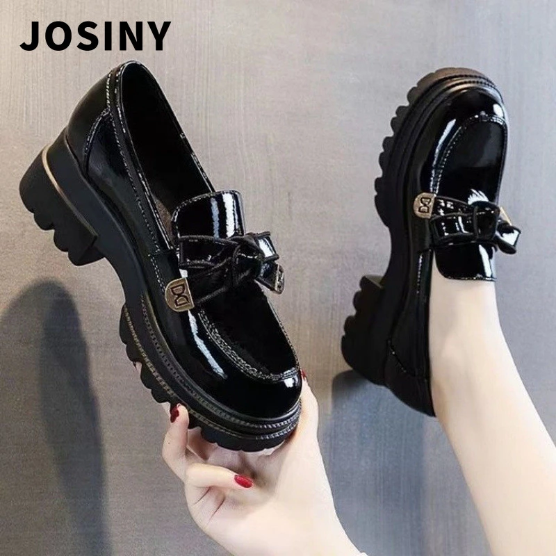 卓诗尼【秋冬上新】乐福鞋女鞋子2025年新款秋冬季厚底单鞋高跟英伦