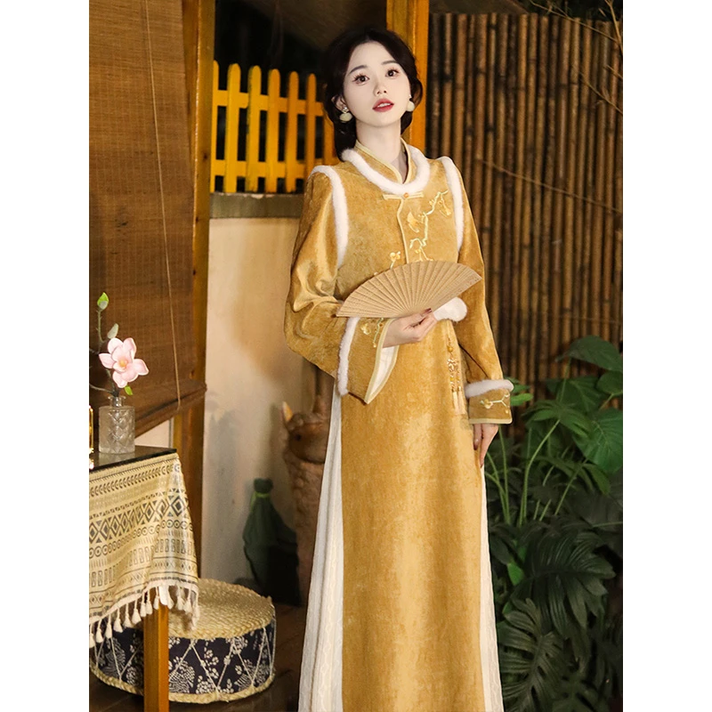 瑶西【金杏如阳】新中式国风汉服民族风氛围感穿搭裙子古风连衣裙