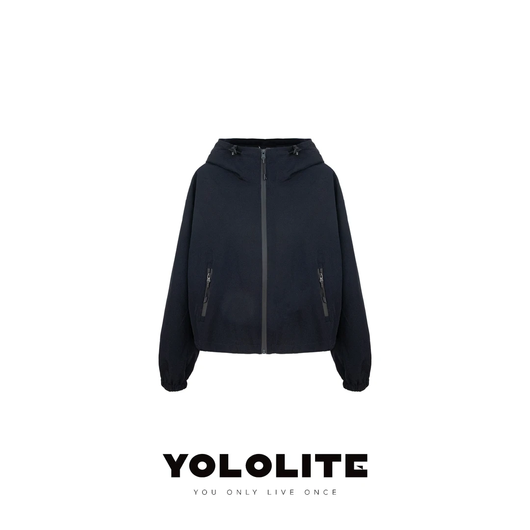 YOLOLITE【寒舟】2519春季撞色拉链扣子锦纶连帽冲锋衣短款夹克外套