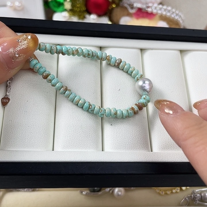 银S925镶嵌手绳海水珍珠