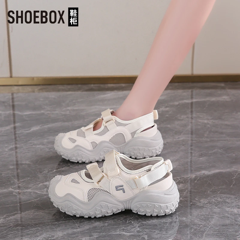SHOEBOX鞋柜玛丽珍包头运动凉鞋女2025新款夏季丑萌登山鞋透气