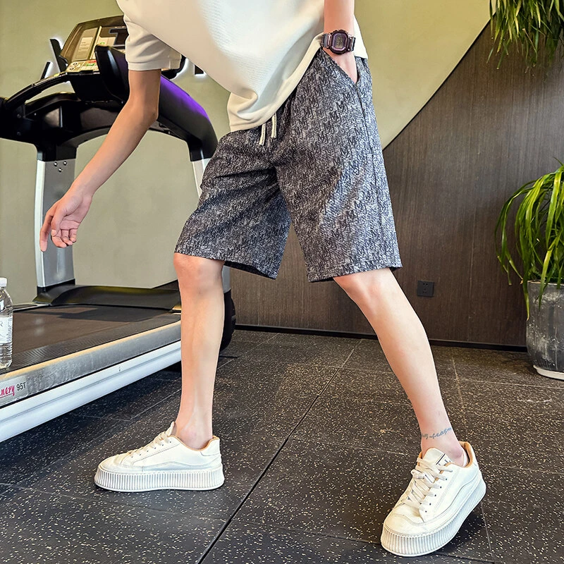 仓石一树潮牌男士字母印花短裤男潮流痞帅宽松直筒轻奢痞帅男装