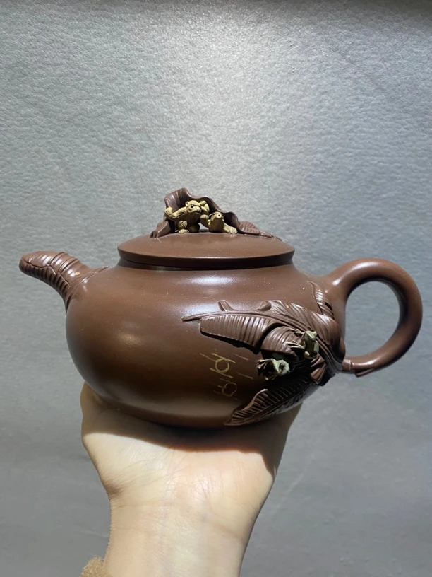 全手工花器听雨紫泥