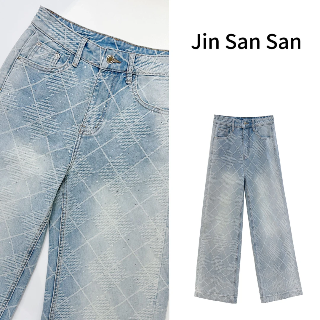 金三三【港式风情】春季新款时尚休闲直筒显瘦牛仔裤F7757