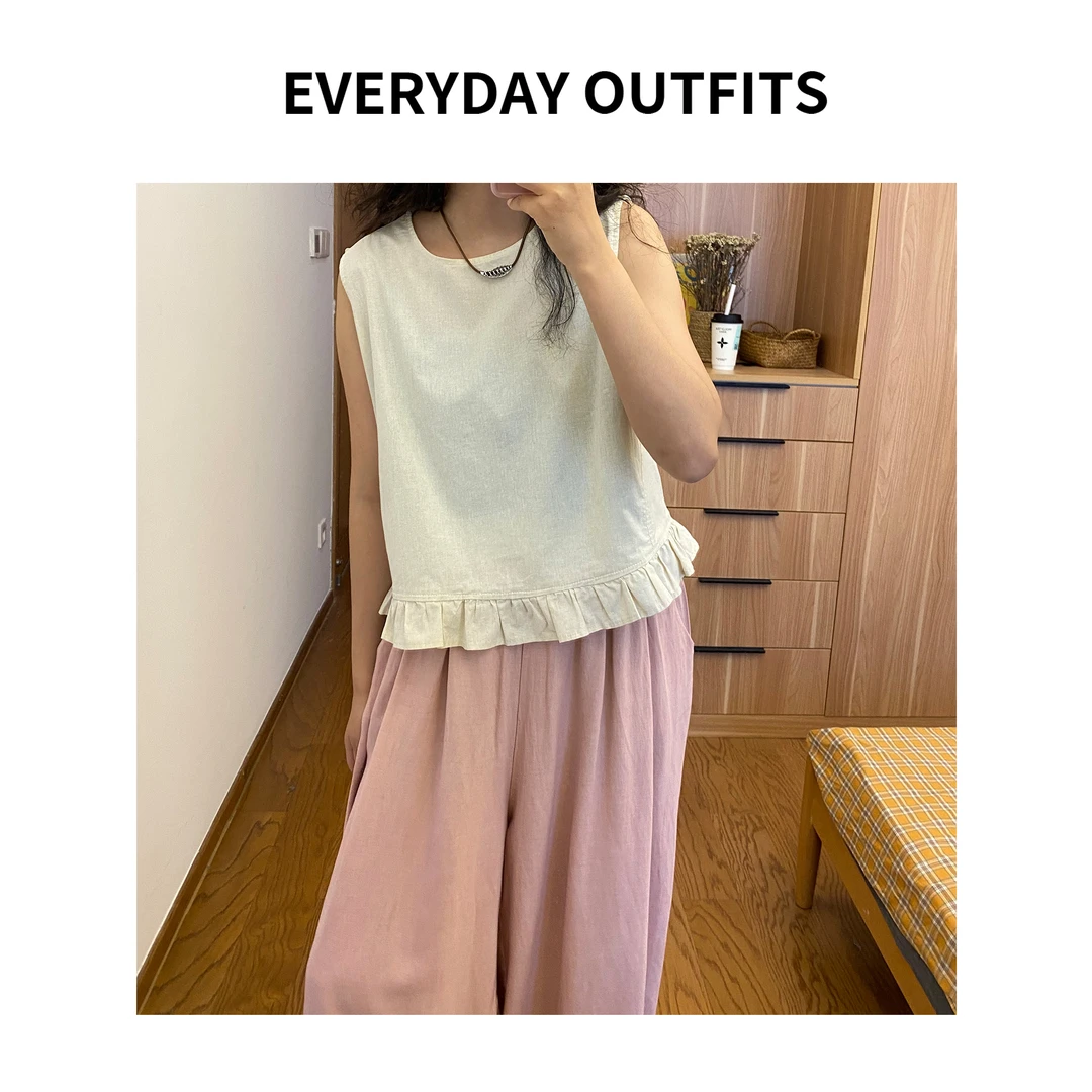 HONG. 花无袖马甲5D10休闲百搭夏季小众复古显瘦  5005