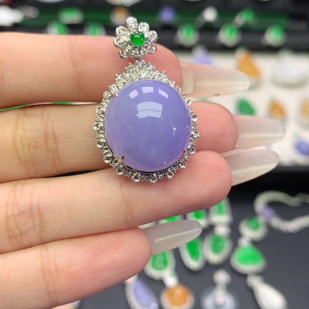 翡翠18K金镶嵌吊坠(不含链)收到货48小时鉴赏期