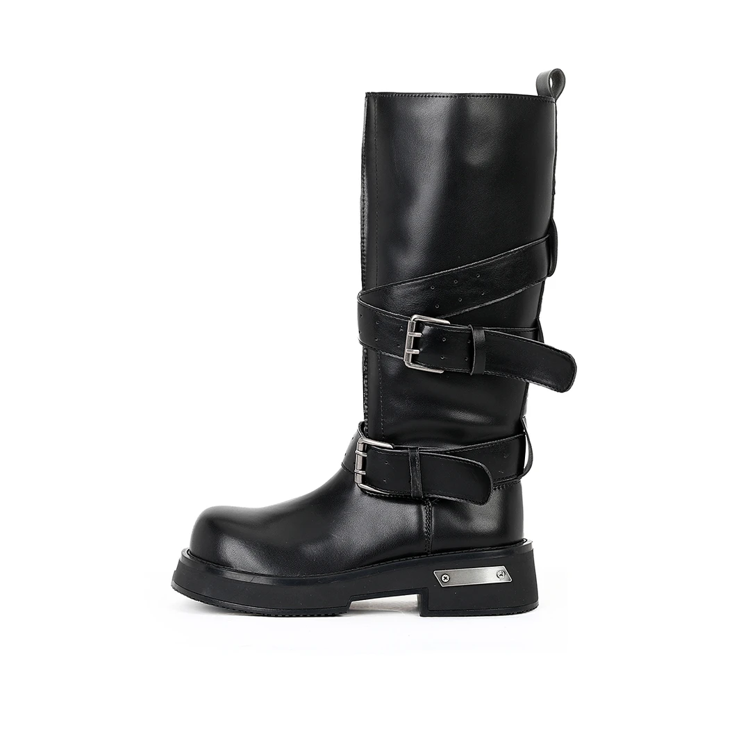 【LINYIYI】702-9秋冬季新款高靴不过膝皮带扣时尚百搭洋气休闲