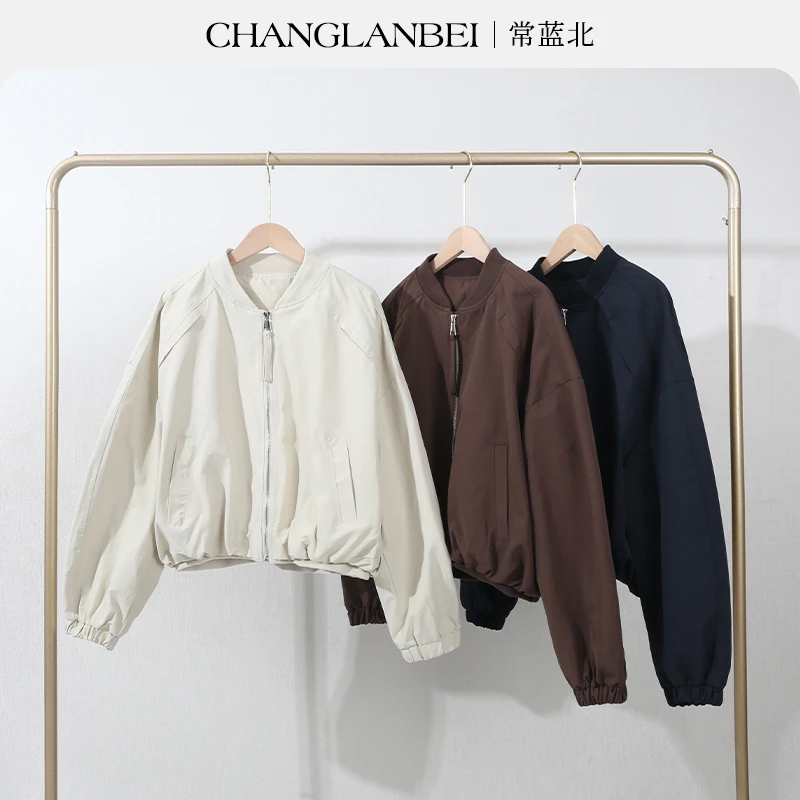 【常蓝北】秋季新款外套女修身显瘦时尚设计拉链款立领夹克衫