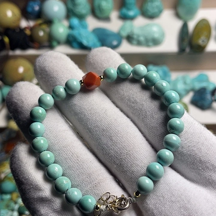 绿松石未镶嵌绿松石圆珠手串