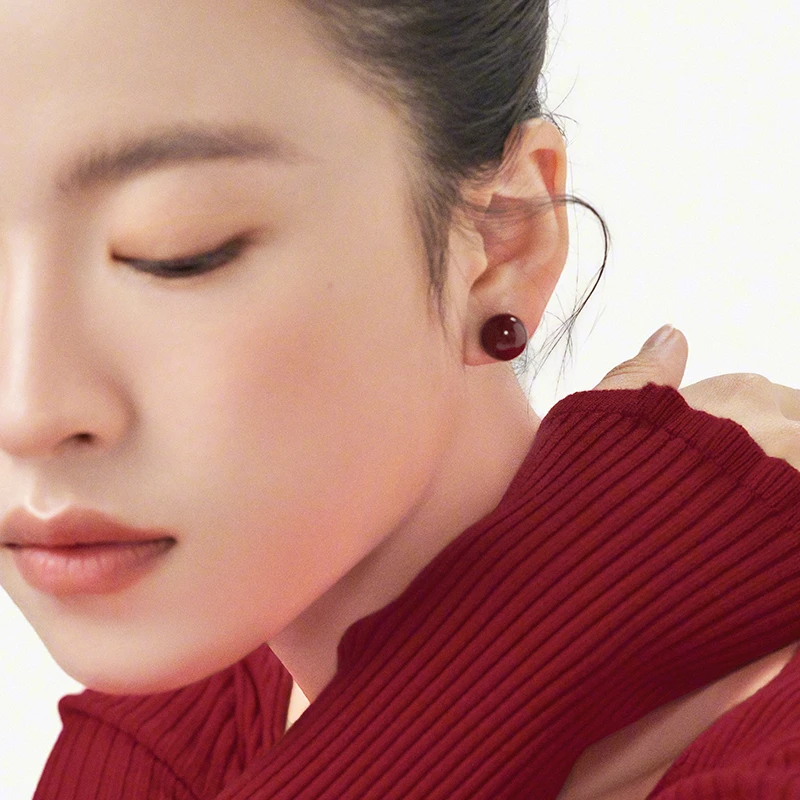 925银仿珍珠耳饰 2025年新爆款本命年安可拉红色气质百搭耳钉1724