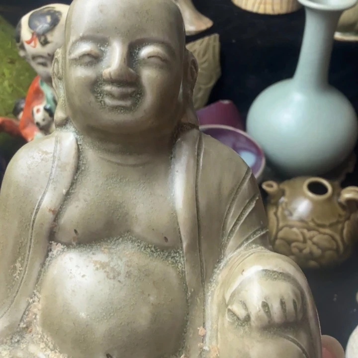 烟***阁耀州窑人物像青釉