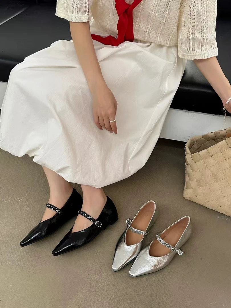 569-32内增高小方头中跟时尚一字带气质百搭玛丽珍单鞋