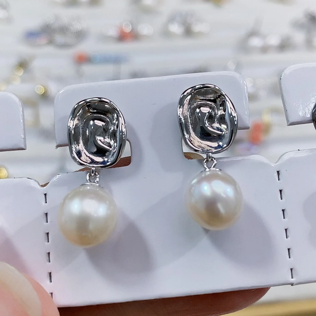 银S925镶嵌淡水珍珠特价不退不换耳饰