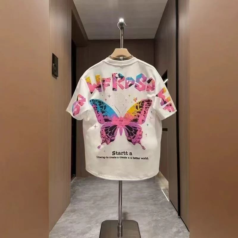 聪哥推荐，新款圆领蝴蝶情侣半袖16008