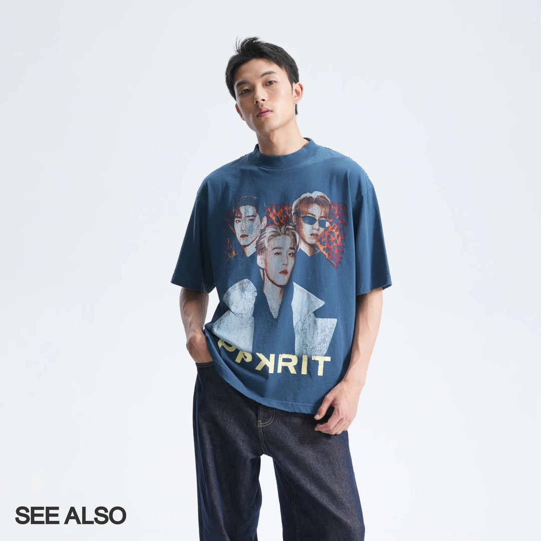 SEE ALSO 25ss【巴子系列】印花水洗T恤廓形百搭做旧短袖SA085