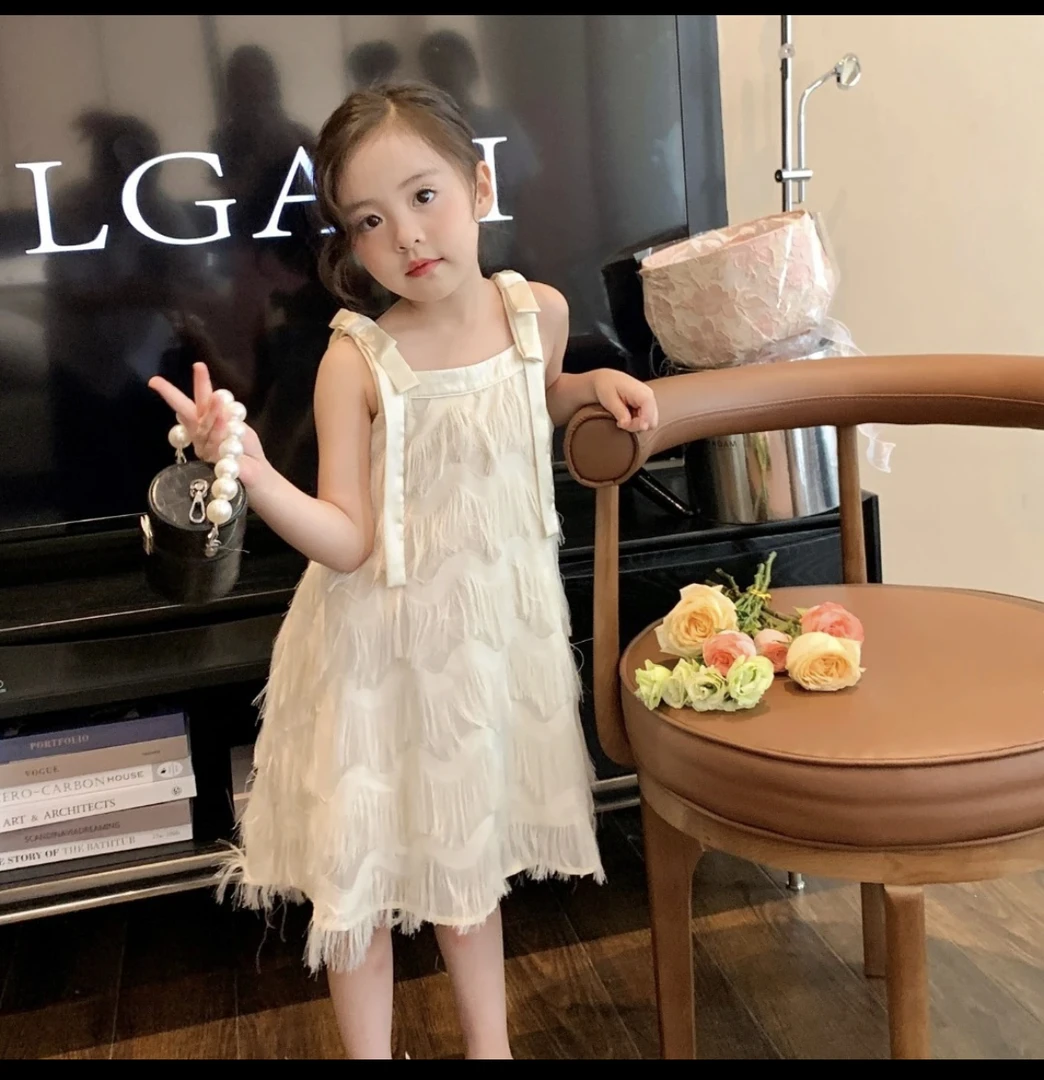 女童流苏背心夏装连衣裙2025夏季新款女宝宝公主裙儿童裙子女孩