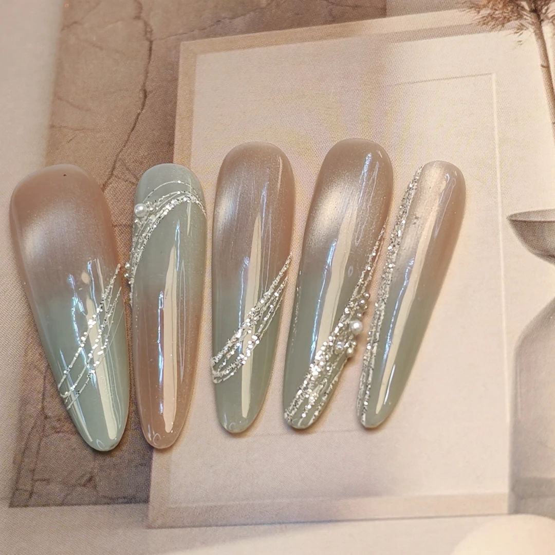 孤品过款纯手工穿戴甲甲片秋冬美甲美甲片高级感轻奢高颜值