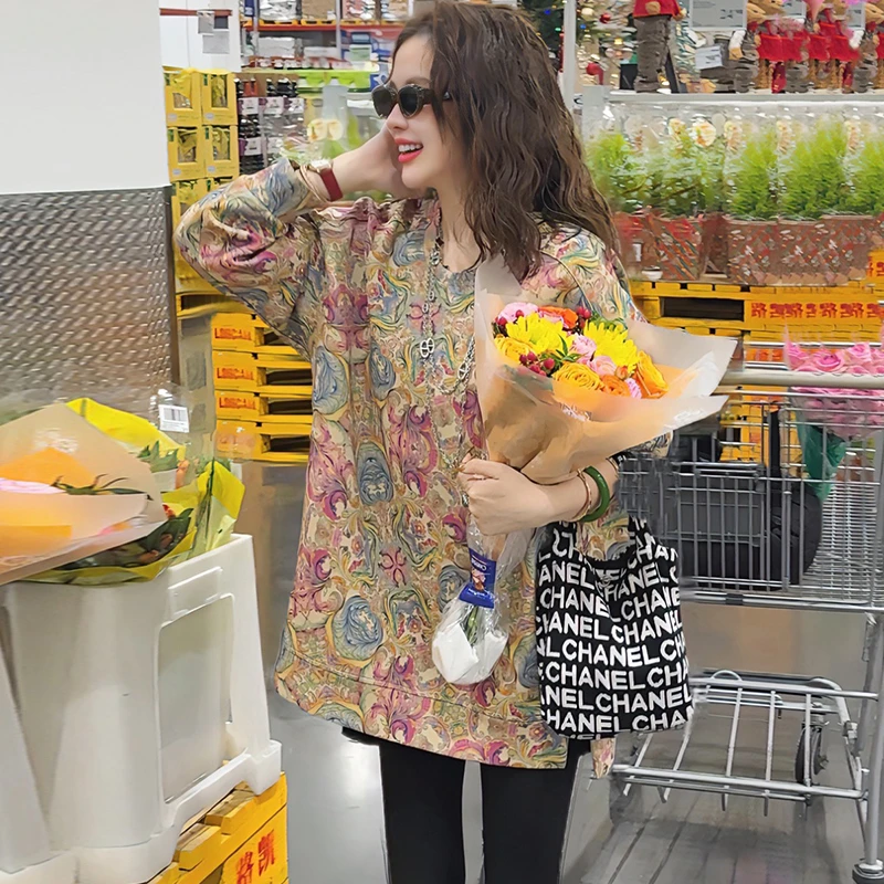 【Linda姐高端线】冬季新款时尚洋气百搭女装印花卫衣AF5SWY0588