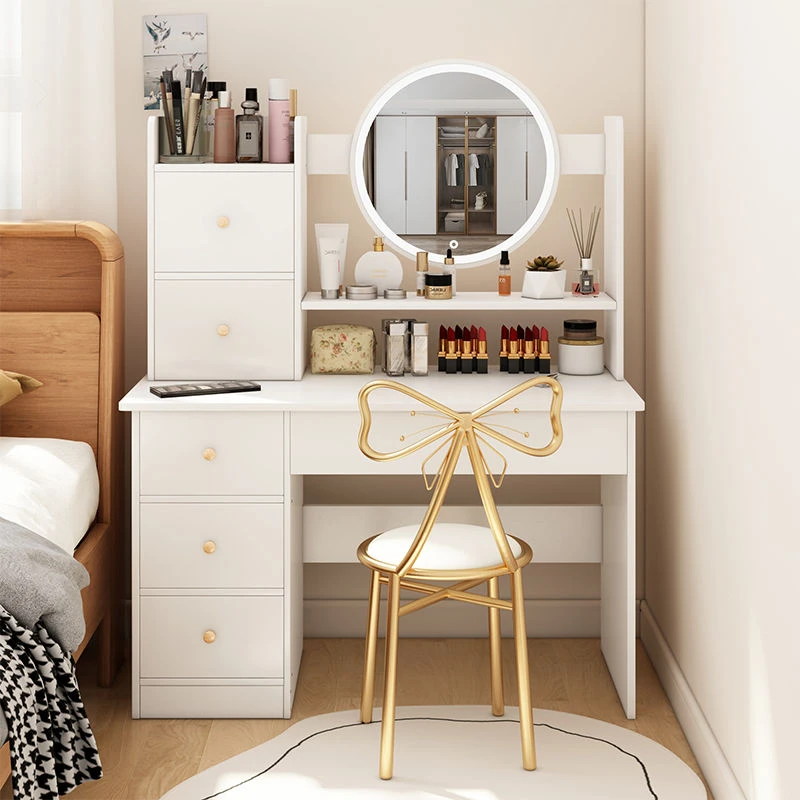 卧室梳妆台桌子收纳柜一体小型网红ins风家用现代简约化妆台镜子