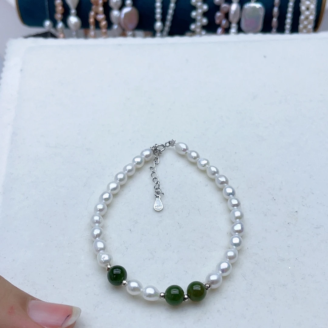 银S925镶嵌手链淡水珍珠