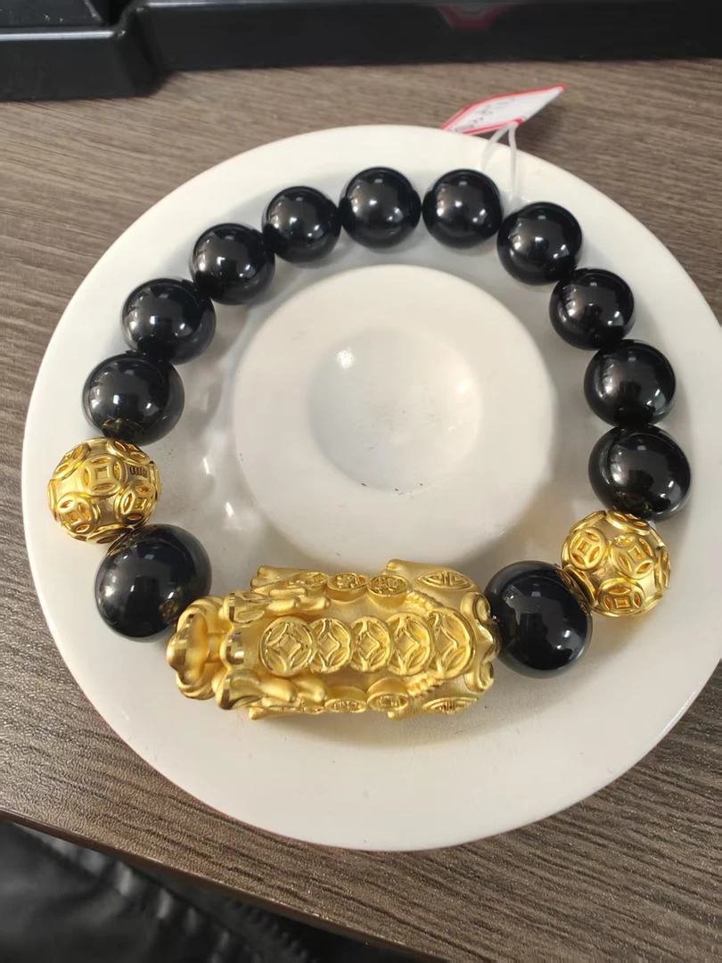 【足金999】卡12钱币貔貅+2颗钱币转运珠