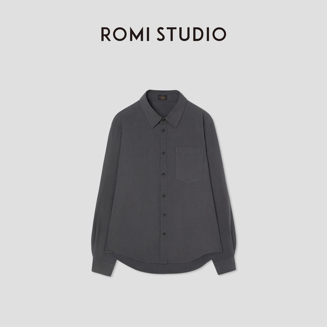 ROMI STUDIO“松弛随性”100%洗水棉复古宽松翻领衬衣 RW24WSD1011