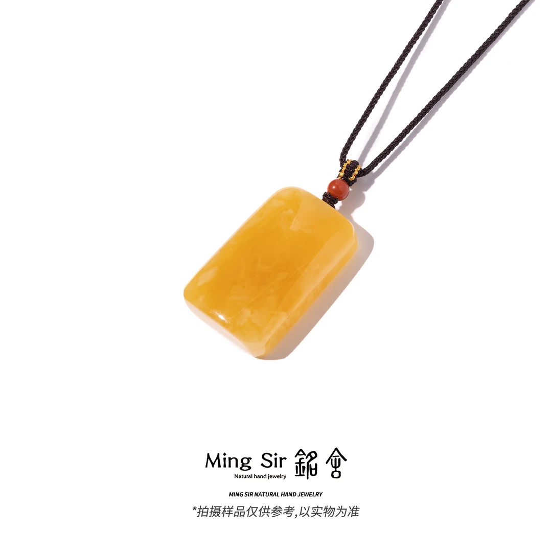 【铭舍 方牌浓花高】俄料琥珀颈饰吊坠小克重挂坠时尚精美