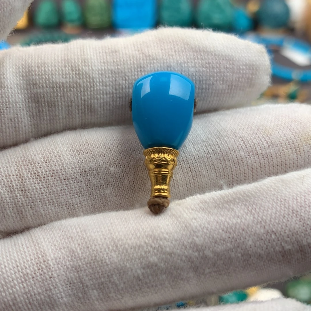 绿松石足金镶嵌绿松石10*10mm