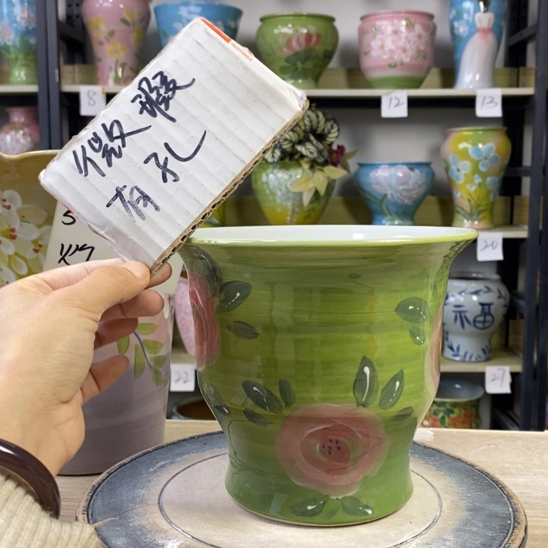 景德镇手工手绘陶瓷花盆