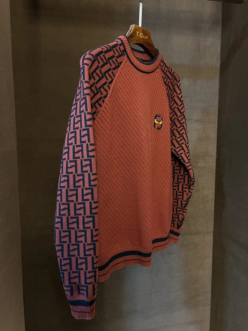 冬季上新潮流美式百搭复古暗纹提花圆领男士套头毛衣【江】880