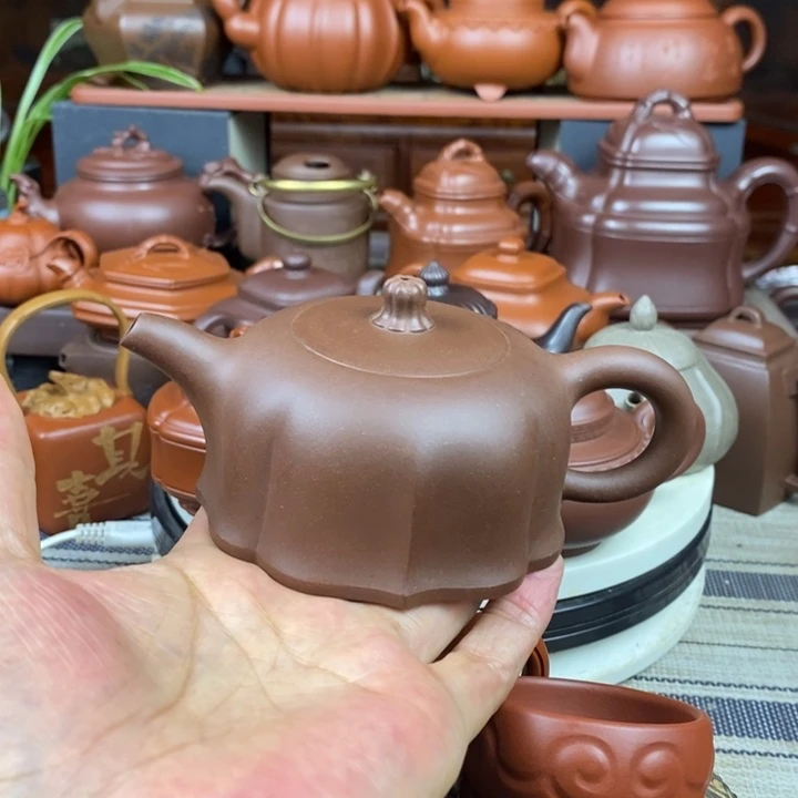 紫砂茶壶裙方200cc原矿老紫泥双十一特价