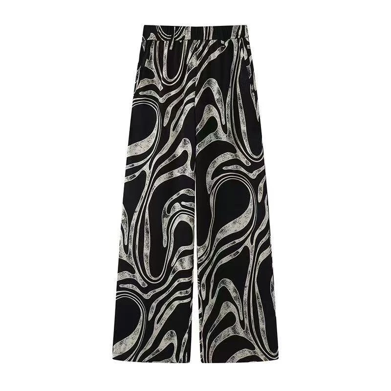 艾家商场同款2025夏新款时尚百搭休闲松紧腰阔腿休闲裤女50513089