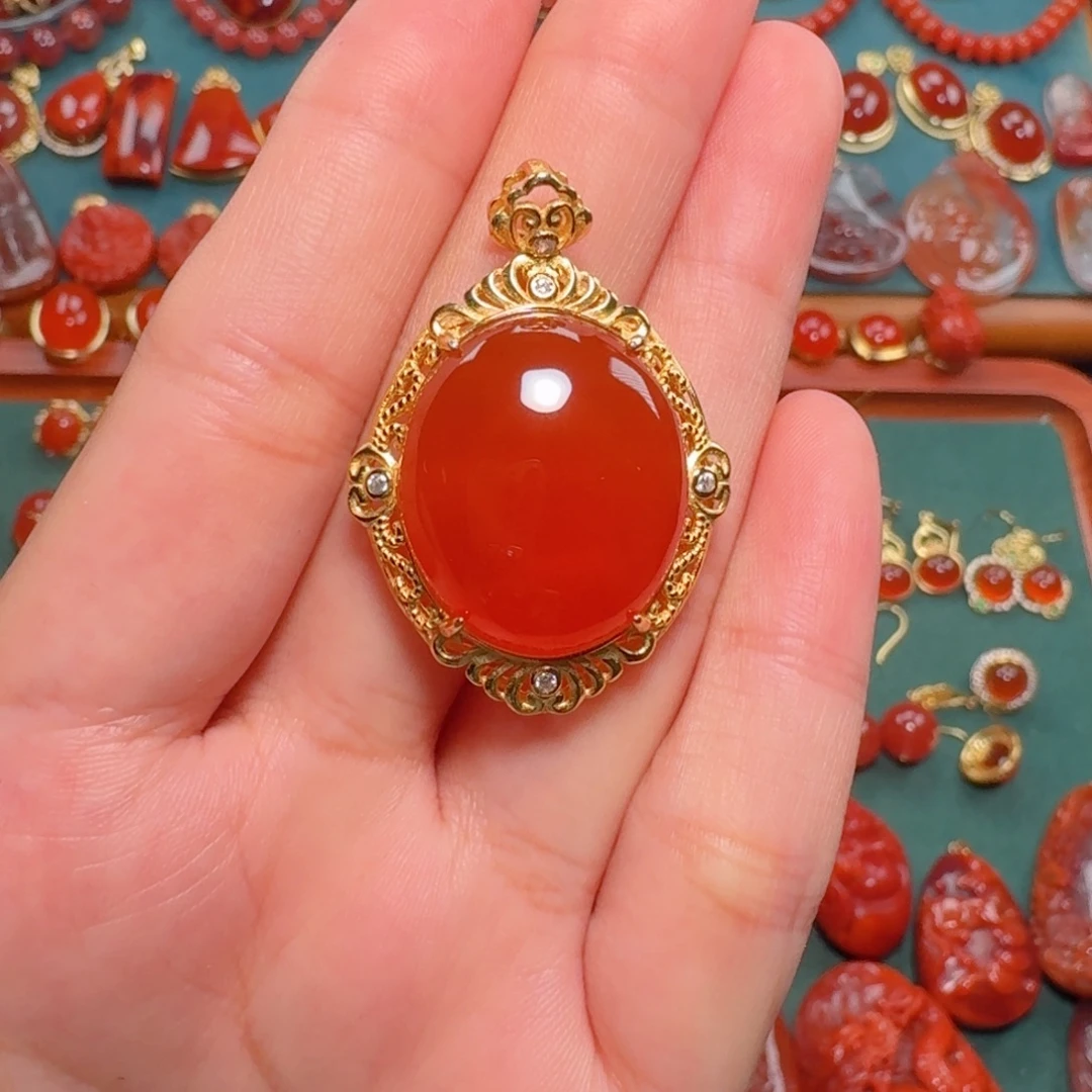 银S925镶嵌吊坠22南红玛瑙