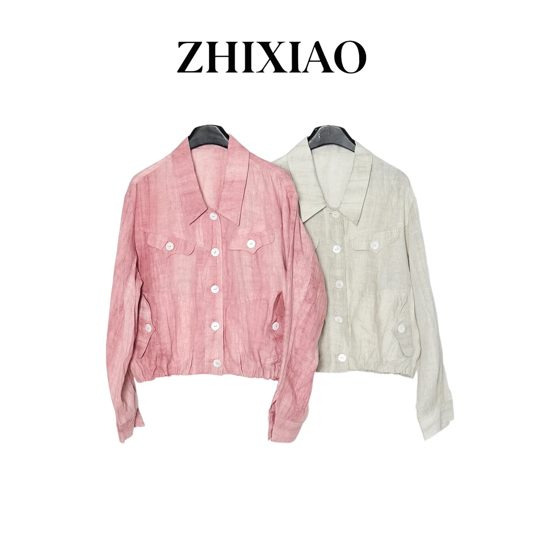【ZHIXIAO】春季新款：亚麻长袖衬衣外套21252