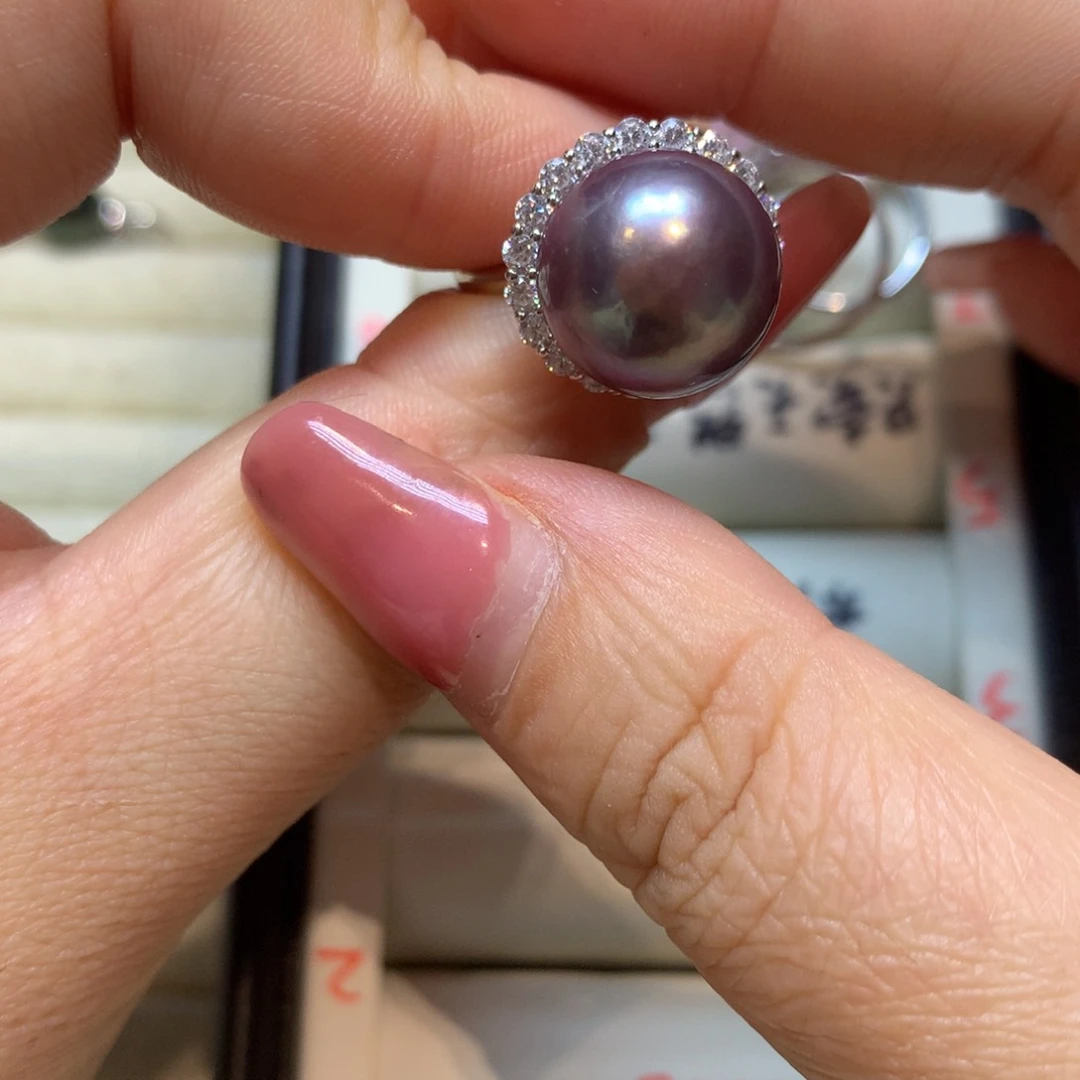 戒指银S925镶嵌淡水珍珠