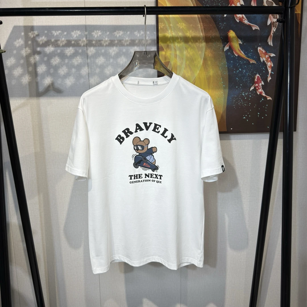 D821卡通图案短袖T恤男女同款夏新款棉质宽松透气吸汗透气百搭xdf