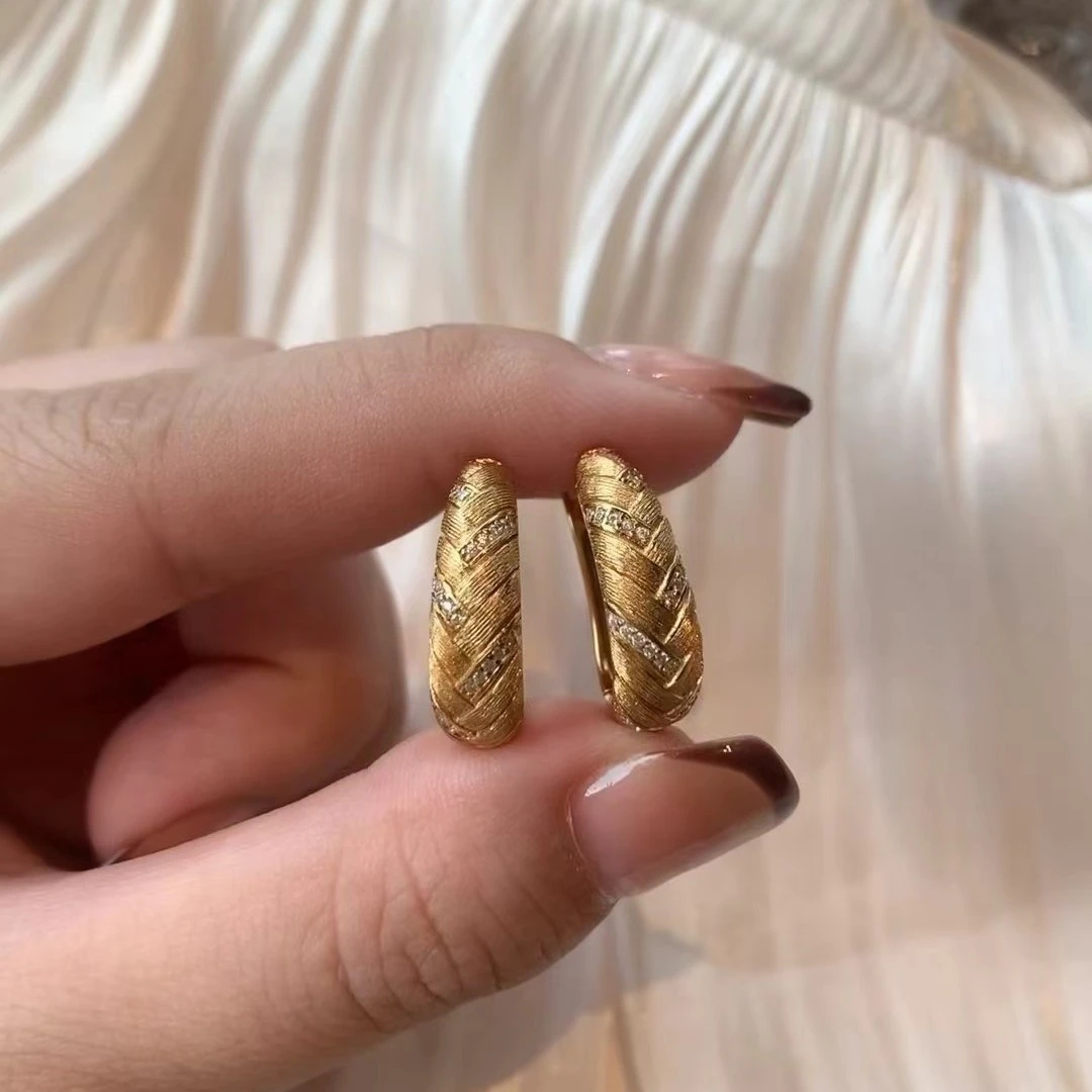 925银耳饰 意大利工艺中古风拉丝工艺纯银S925麦穗耳环