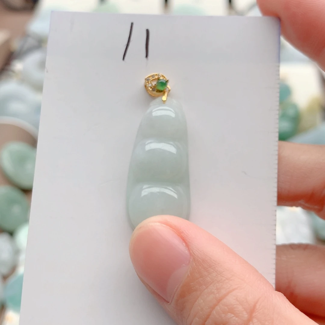 翡翠银S925镀金镶嵌颈饰吊坠