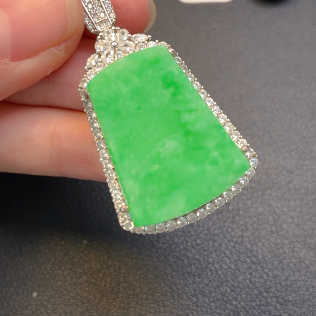 翡翠银S925镶嵌吊坠(不含链)