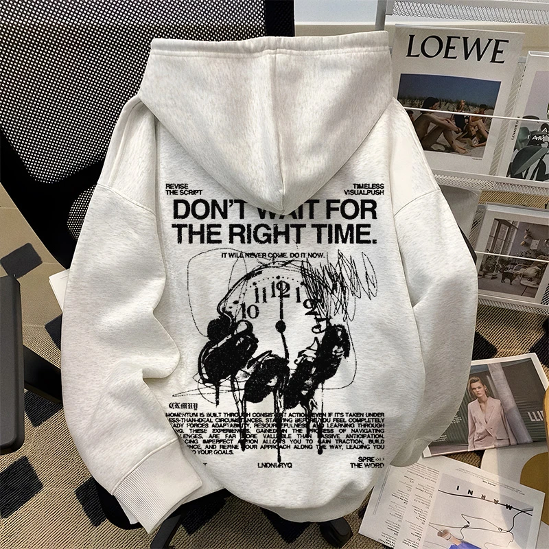 重磅500克加绒加厚连帽卫衣宽松秋冬季暗黑系街头风男女同款男装Z