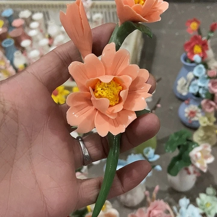 瓷片纯手工陶瓷花摆件瑕