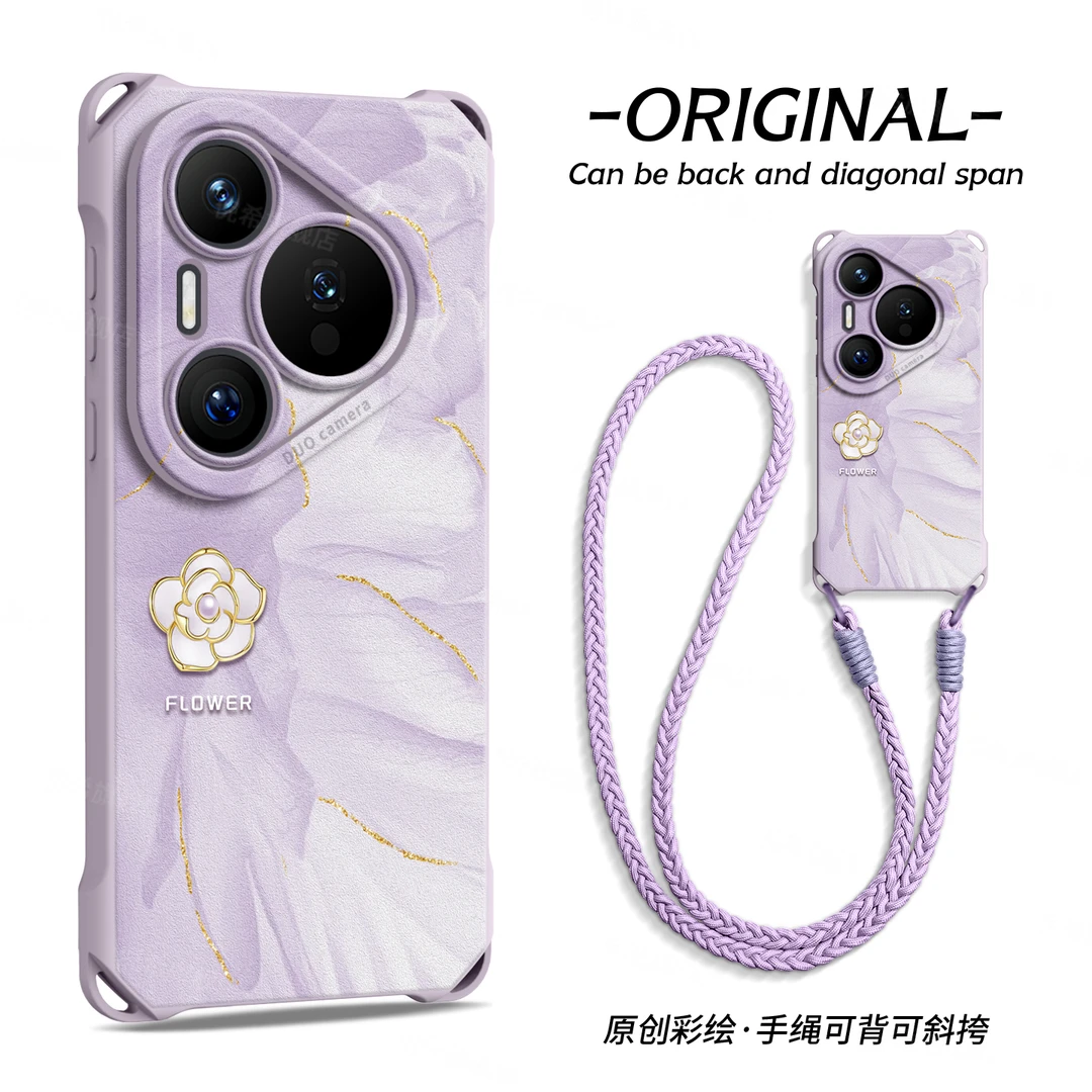 适用华为pura80手机壳70pro+四角Ultra女p60防摔5可挂全包4保护套