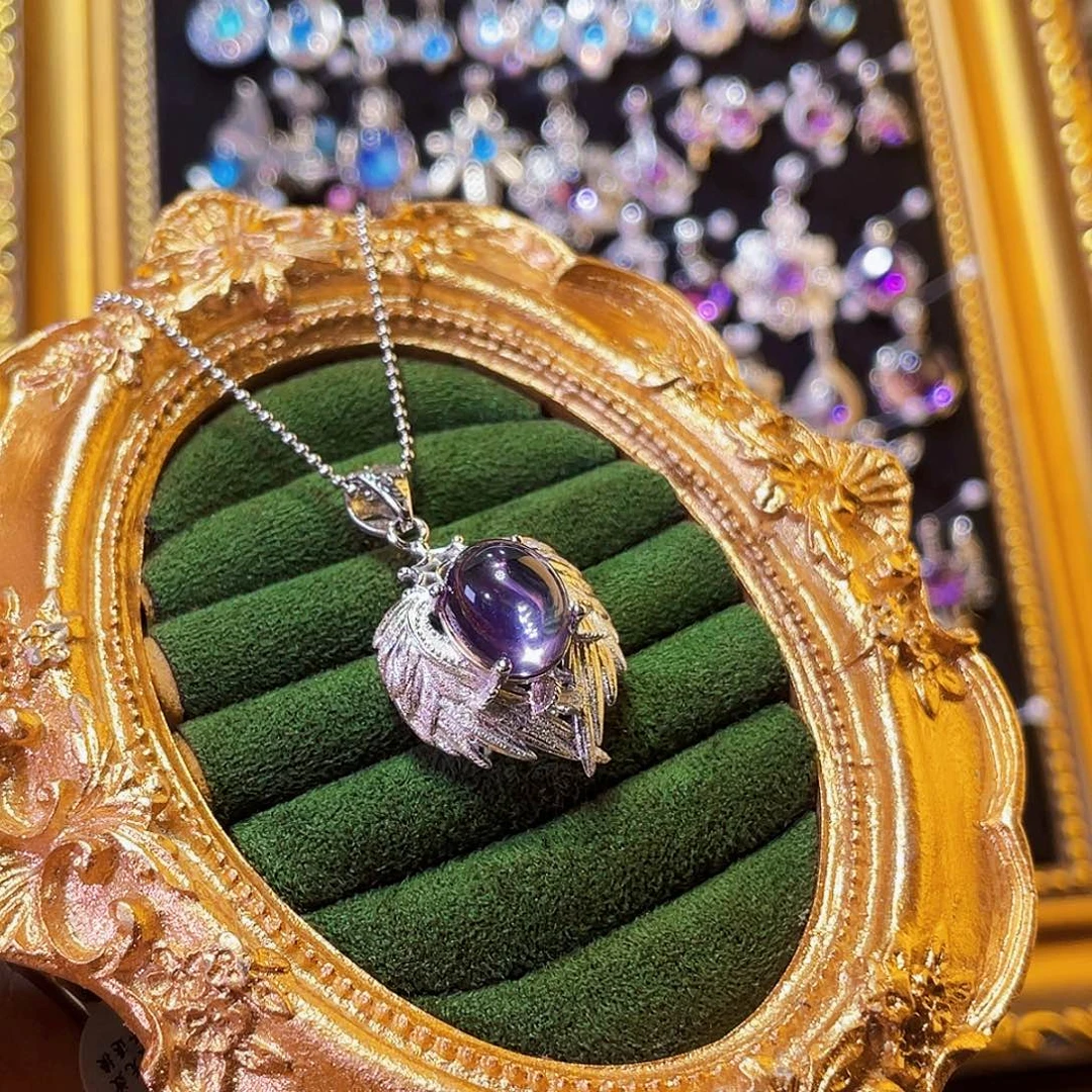 925银合成立方氧化锆巴西紫天使之翼吊坠