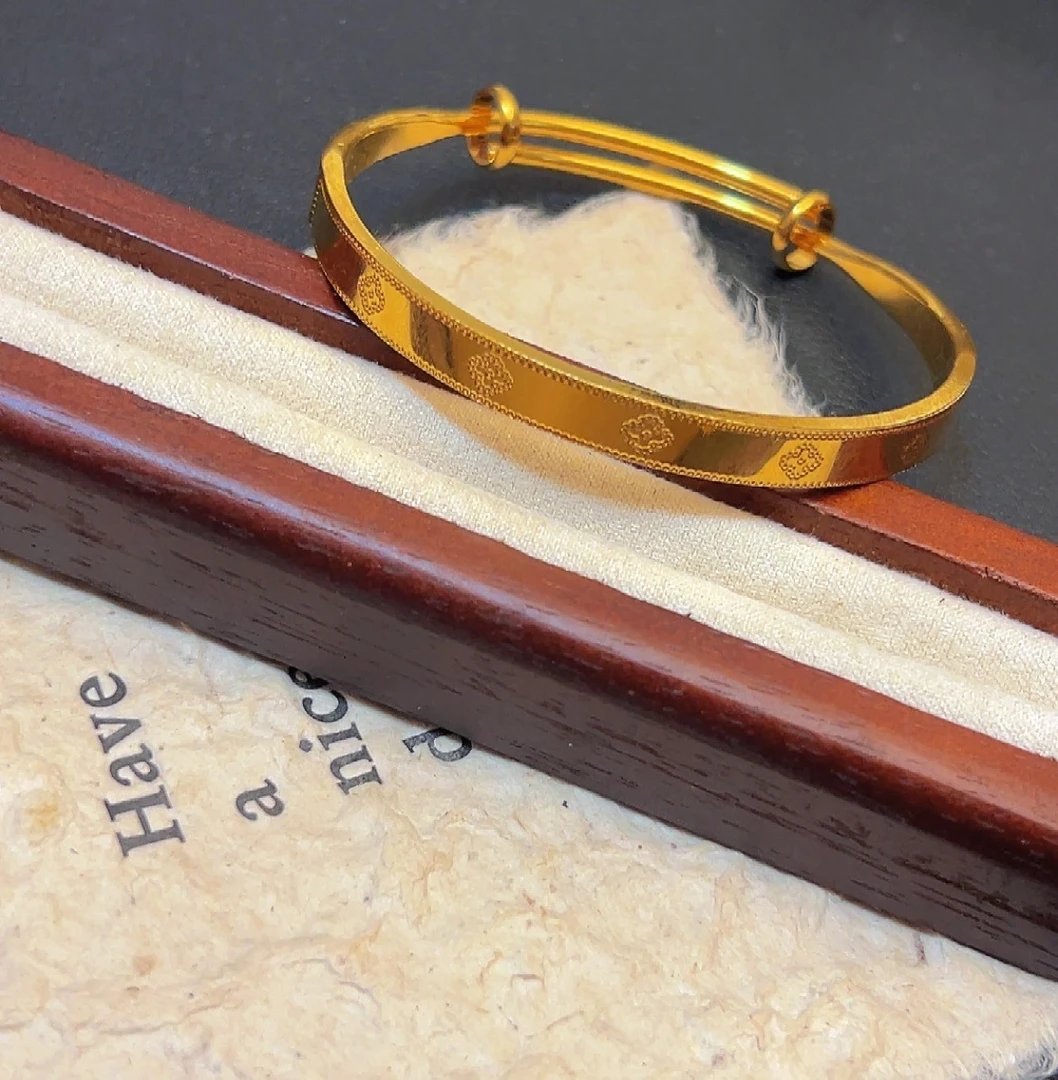 钛钢手镯 四叶草推拉手镯