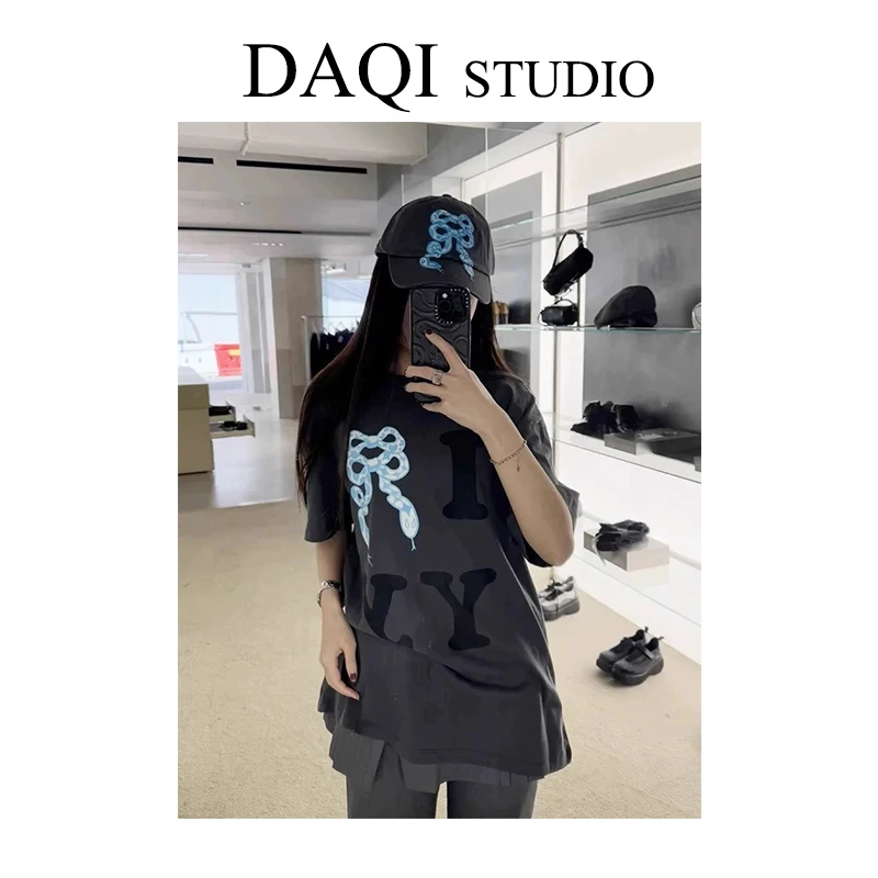 【字母小蛇】雅丹春季新款宽松休闲潮流短袖T恤G396-8175