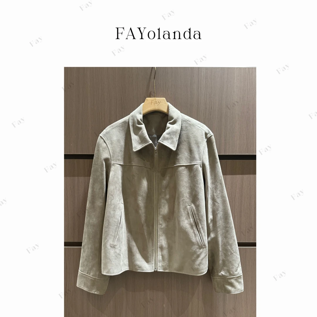 FAY | 拉链款反绒皮衣外套（3H0038）NO 7天