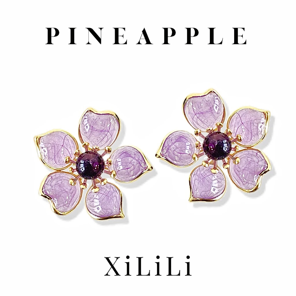合金耳饰 菠萝中古栖璃XiLiLi耳环LK8148